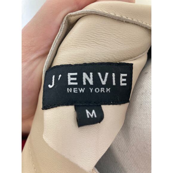 J'Envie Cream Genuine Leather Perforated Jacket Sz M - Picture 3 of 3